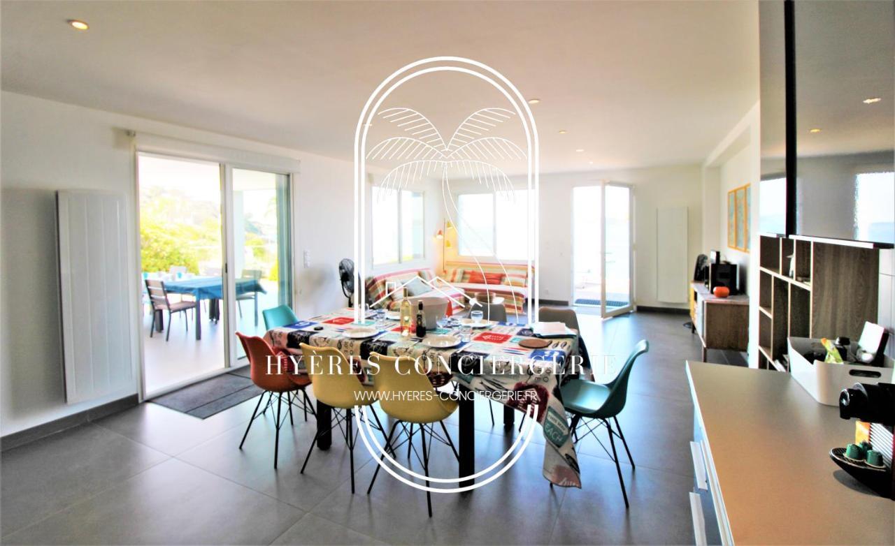 Villa Antoine Appartement Rdj Vue Mer Clim Wifi Parking Plage 50M La Garonne Le Pradet Exterior photo